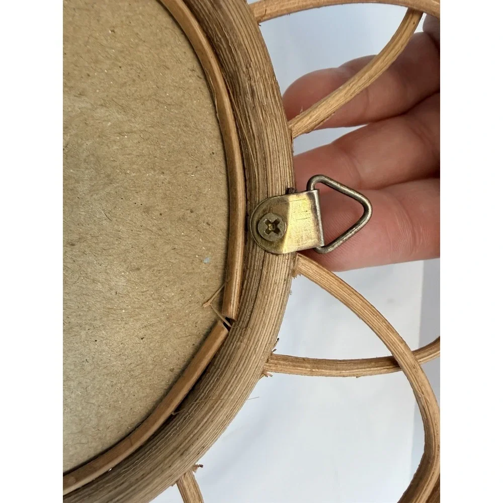 Rattan Mirror Set of 2 round‎ Swirls Boho Style Mirror Beach house Decor  9.5